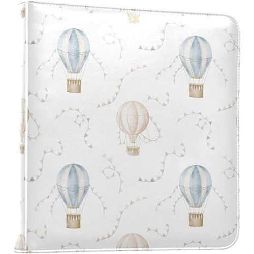 Kigai Cartoon Hot Air Balloon Photo Album Self Adhesive Scrapbook Album DIY Photo Album Book Leather Cover Picture Album with 20 Adhesive Sheets, 11.8x24x0.8 inch