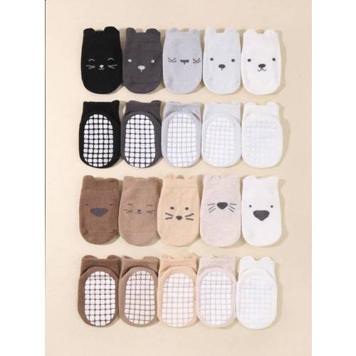 10 Pairs/Set Baby Non-Slip Short Socks With Cute Ears | SHEIN USA