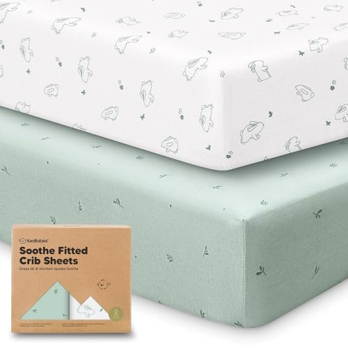 KeaBabies 2pk Organic Cotton Crib Sheets for Boy Girl 52x28 (ABC Land Sky)