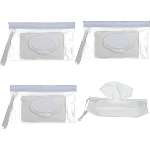 3 Pcs Wipe Dispenser Portable Refillable Baby Wipes Dispenser Reusable Travel Wipes Case Baby Wipe Container Holder Flushable Lightweight Diaper Dispenser for Travel Keeps Wipes Fresh Clear