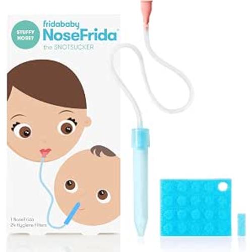 Frida Baby NoseFrida Nasal Aspirator, Snot Sucker Suitable for Newborns and Babies, Baby Nose Sucker + 24 Extra Hygiene Filters