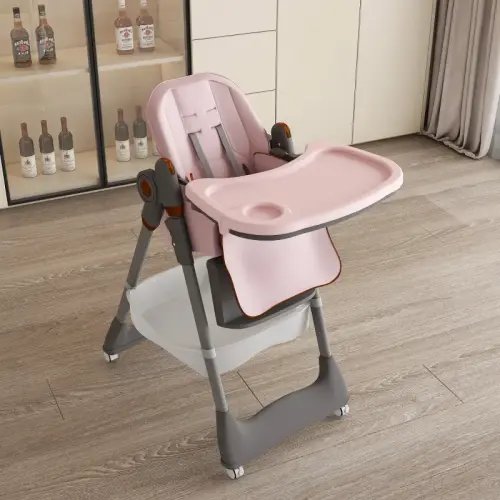 【Bellemave】Adjustable Baby High Chair 0-6 Years – Portable Infant Feeding Seat with Safety Belt, Silent Lockable Wheels & Easy-Clean Design for Home, Dining, Living Room, Bedroom (Pink) RR - TikTok Shop