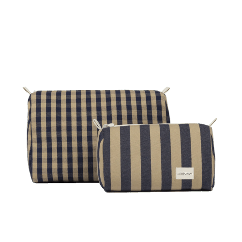 Toiletry Bag Set Navy + Caramel