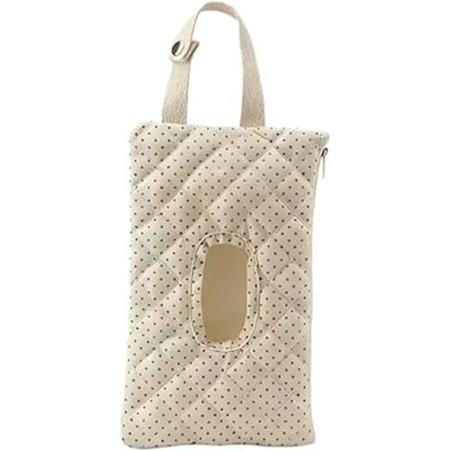 HIBEAR Quilted Diaper Wipe Pouch Portable Mommy Bag Refillable Floral Baby Wipe Holder for Travel Stroller Daily Casual (Polka Dots)