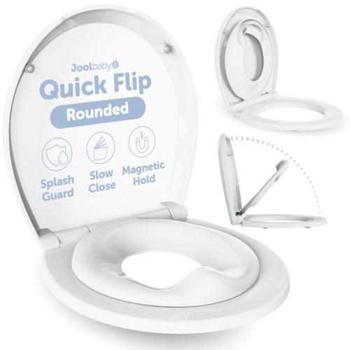 Jool Baby Quick Flip Round Toilet Seat with Built-In Potty White Magnetic Toddler potty