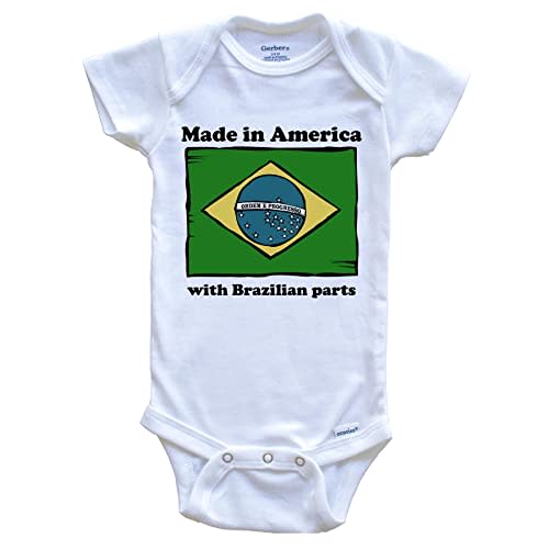 Really Awesome Shirts Made In America With Brazilian Parts Funny Brazil Flag One Piece Baby Bodysuit