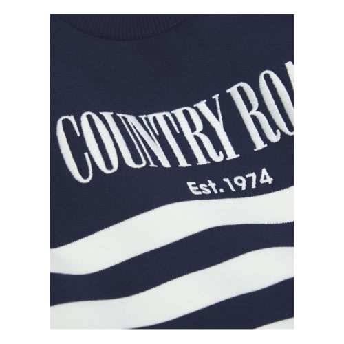 Australian Cotton Relaxed Heritage Sweat Top in Navy Stripe