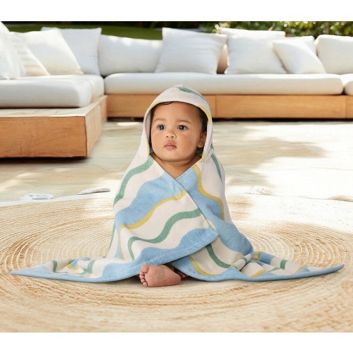 Wavy Stripe Baby Beach Hooded Towel UPF 50+