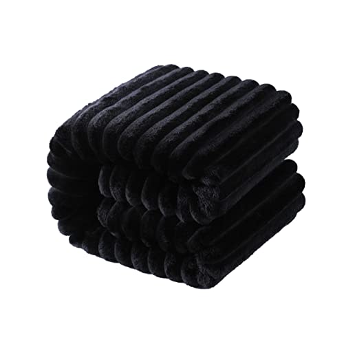 NTBAY Toddler Flannel Fleece Blanket, 30 x 40, Black | Soft Lightweight Fleece with reversible Stripe Design, Portable Blanket for Stroller, Daycare, Travel, and Supervised Use
