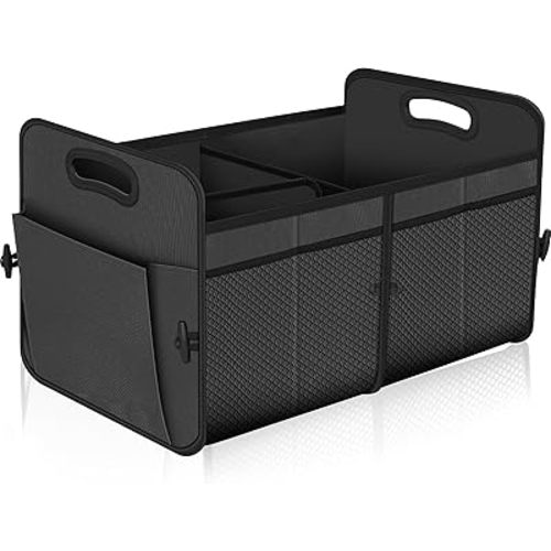 Femuar Car Trunk Organizer with 72L Large Capacity Waterproof Collapsible and 11 Pockets, Trunk Organizer for Car SUV/Jeep/Sedan, Large Size, Grey