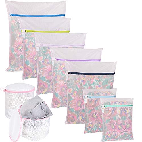 Wanapure 9Pcs Mesh Laundry Bag for Delicates, Lingerie Bags for Laundry - (1 Large & 4 Medium & 2 Small & 2 Bra Bags) for Garment, Underwear, Sock, Baby Clothes, Sweater, Travel, Washing Machine