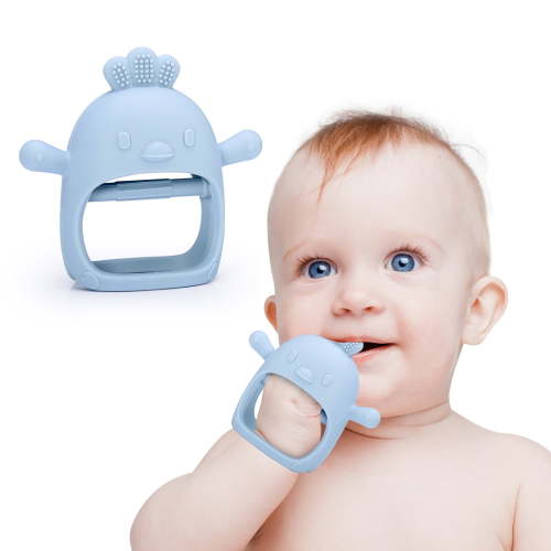 Baby Teething Toy, AMIR Baby Toys Soft Silicone Teething Toys BPA Free Baby Teether Baby Chew Toys for Baby New Born Sucking Needs Baby Pacifier Blue