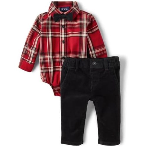 The Children's Place baby-boys And Newborn Button Down Shirt and Pants, 2 Piece Outfit