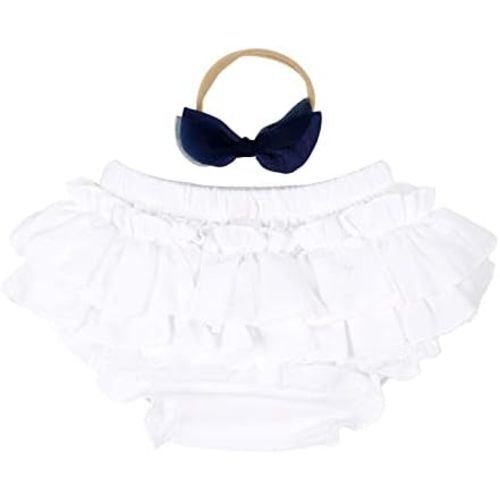 HOOLCHEAN Baby Girls Cotton Gauze Ruffle Bloomer Shorts with Bowknot Headband