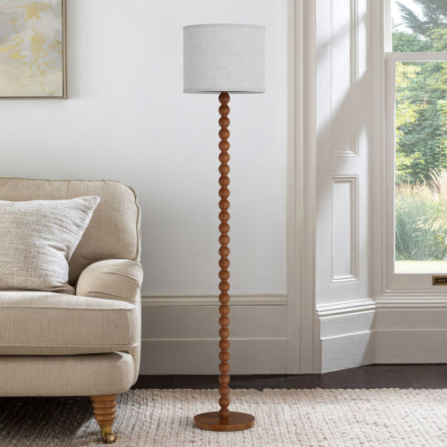 Red Barrel Studio® Solid Wood Traditional Floor Lamp With Beaded Column, Include 3-color Bulb & Reviews | Wayfair