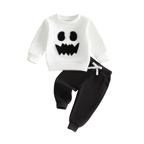 Thorn Tree Baby Halloween Outfit Long Sleeve Ghost Sweatshirt Elastic Waist Pants Infant Boy Clothes Toddler Fall Outfits