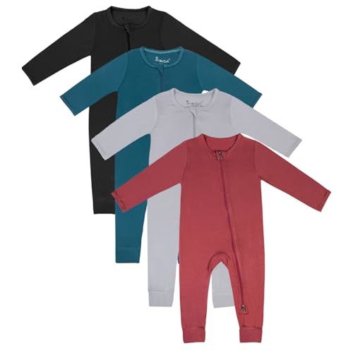 Jimonda Baby Footless Pajamas,Two Zip Closure Long Sleeve Romper,Infant Clothes Pjs 4 Pcs