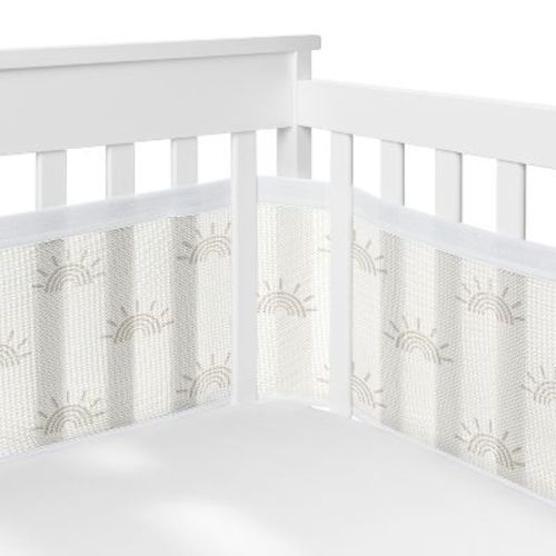 Sweet Jojo Designs Gender Neutral Unisex Breathablebaby Breathable Mesh Crib Liner Tufted Sun Ivory And Beige