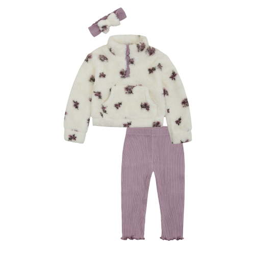 Wonderluxe Baby Girls' Teddy Fleece Pullover, Legging and Headband Set, 3-Piece, Sizes 0/3M-24M