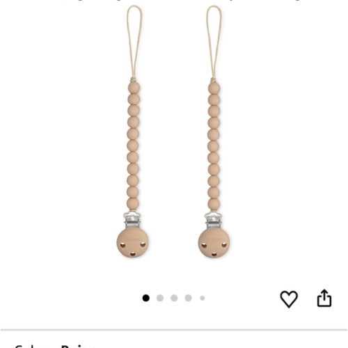 Comfy Cubs Pacifier Clips 2 Pack - 100% Food Grade Silicone Baby Pacifier Clips, BPA & PVC Free - CPSIA Certified, Lightweight and Flexible Baby Gifts - Beige