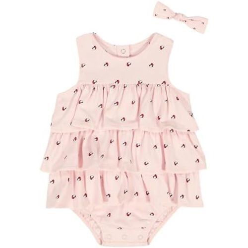 Tommy Hilfiger Baby Girls' 2-Piece Bubble Sunsuit with Headband