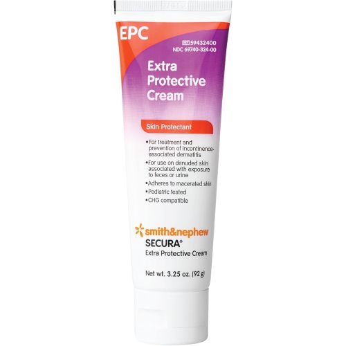 Smith+Nephew SECURA Extra Protective Cream (EPC) Tube, Diaper Rash Cream for Adults, Incontinence Skin Protectant, 3.25 Ounces White