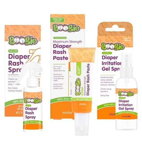 Boogie Diaper Rash Baby Bundle - Rash Spray, Irritation Gel Spray & Paste