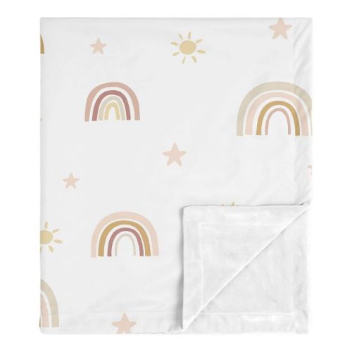 Sweet Jojo Designs Girl Baby Security Blanket Boho Rainbow Pink Yellow and White