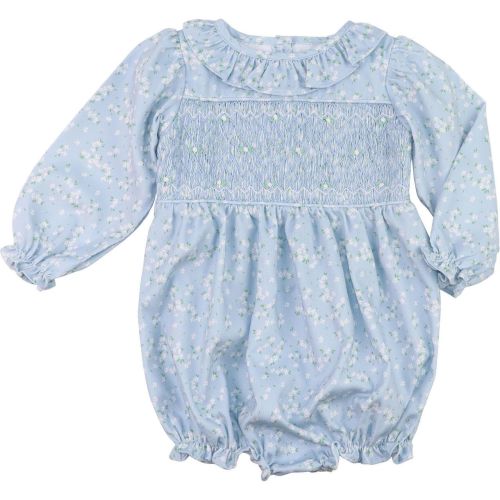 Blue Floral Corduroy Smocked Bubble – Cecil & Lou