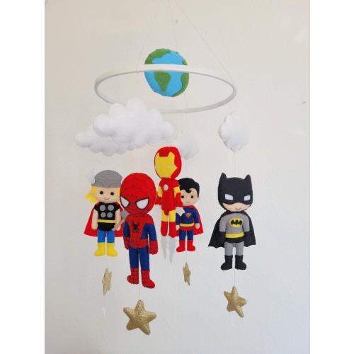 Handmade Baby Mobile Super Heroes Baby Crib Toy Baby Shower Gift Mobile For Baby Girls And Boys Nursery Toy Mobile