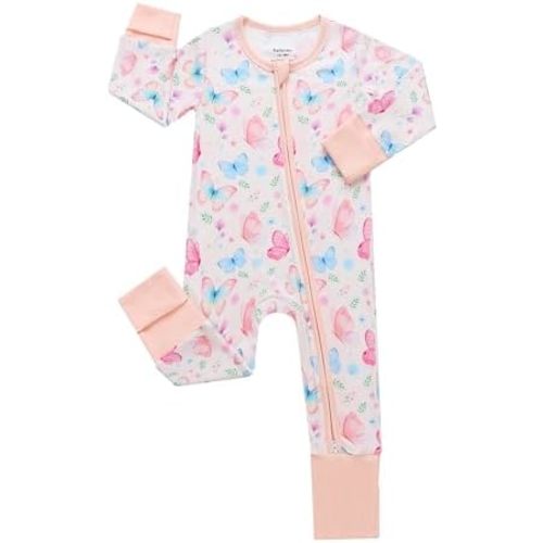 Bafeicao Bamboo Viscose Baby Pajamas, Ribbed 2-Way Zipper Pjs