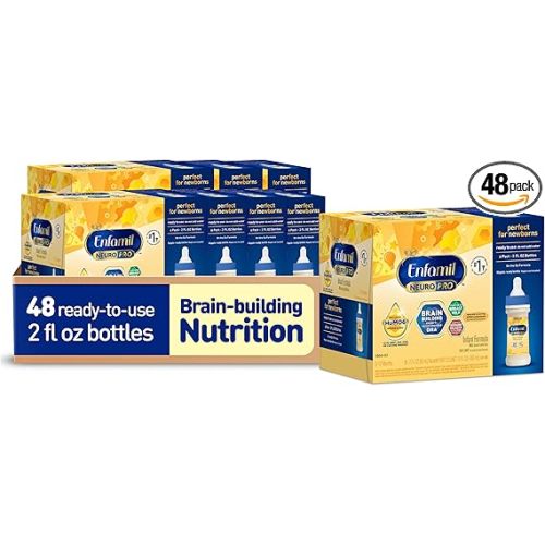 Enfamil NeuroPro Ready-to-Use Baby Formula, Ready to Feed, Brain and Immune Support with DHA, Iron and Prebiotics, Non-GMO, 2 Fl Oz (Pack of 48)