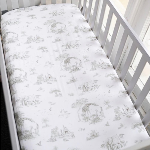 Safari Toile Fitted Crib Sheet