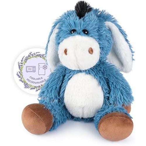 Heatable and Coolable Donkey Stuffed Animals, Microwavable Stuffed Animal Heating Pads for Soothing, Lavender Scent Donkey Plush for Discomfort, Plushies Gift for Kids & Aldults