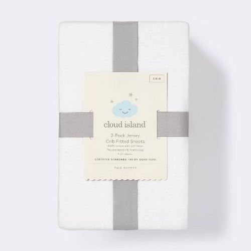 Fitted Jersey Crib Sheet - Cloud Island™ - White 2pk