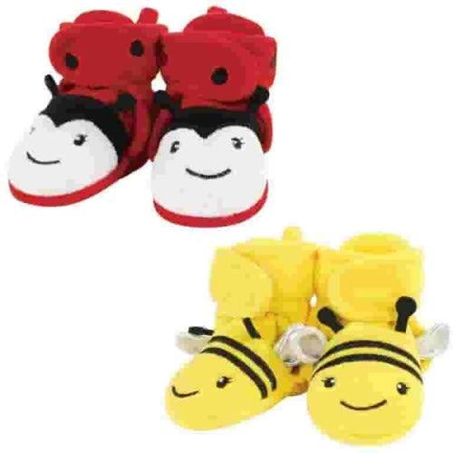 Hudson Baby Infant Girl Cozy Fleece Booties, Ladybug Bee, 0-6 Months