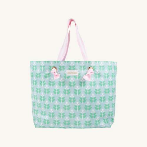 Isabelle Beach Bag - Hanover Hand Block with Palm Beach Pink
