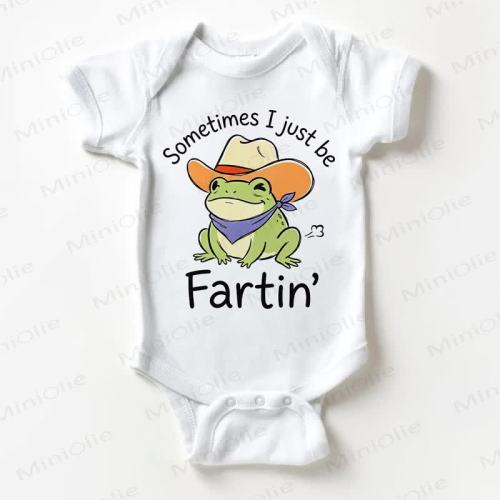 SOMETIMES I JUST BE FARTIN' Baby White Frog Bodysuit