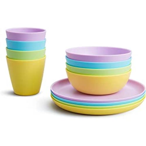 Munchkin® 12pc Baby and Toddler Feeding Supplies Set - Includes Plates, Bowls, and Cups