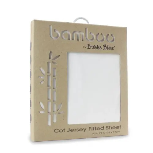 Bubba Blue Bamboo Jersey Cot Fitted Sheet White | Baby Bunting AU