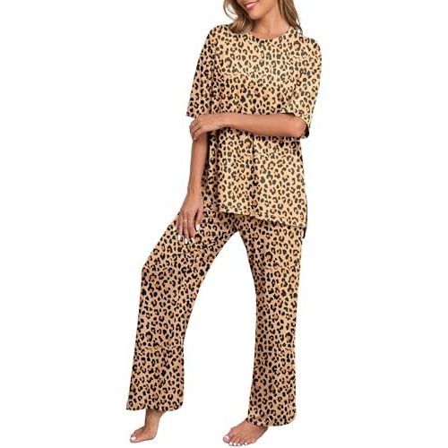 PrinStory Pajamas for Women Soft Pjs Lounge Set S-4XL