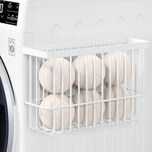 Magnetic Dryer Ball Holder for Laundry Room Organization and Storage, Magnetic Lint Bin for Laundry Room, Iron Dryer Ball Container for Laundry Room Storage (No Balls)