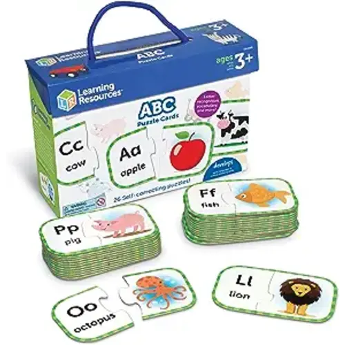 Learning Resources ABC Puzzle Cards, Kindergarten Readiness, Self Correcting Puzzles, Alphabet Learning Games, Puzzles for Toddlers, Ages 3+