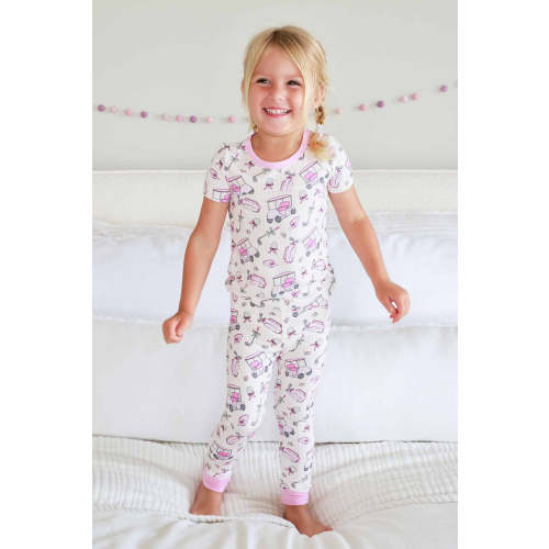 Two-Piece Bamboo Pajamas in Caddie Crew Pink | Caden Lane