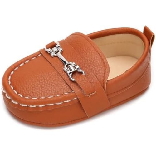 LONSOEN Baby Girls Boys Loafers Prewalker Dress Crib Shoes