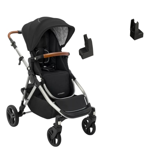 Mockingbird Single-to-Double Stroller 2.0 - Black Windowpane  + Car Seat Adapter