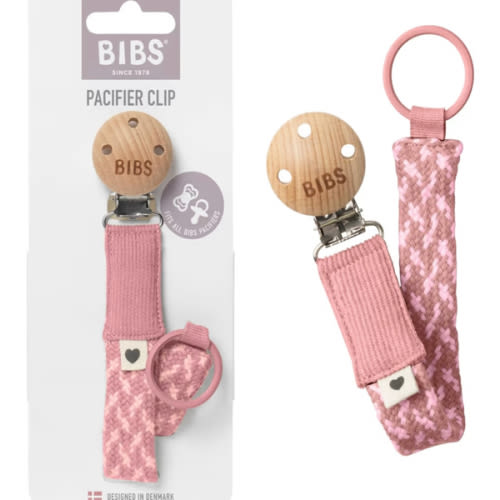 BIBS Paci Chain Organic Cotton, One Size (0-36 Months), Dusty Pink