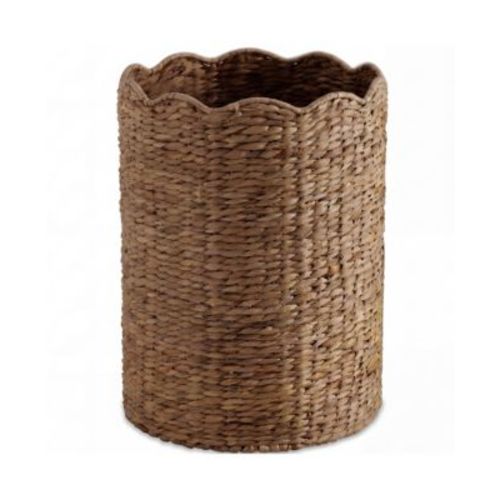 Scalloped Large Round Laundry Hamper, Handwoven Laundry Basket and Organizer