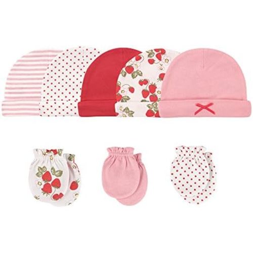 Hudson Baby Unisex Baby Cotton Cap and Scratch Mitten Set