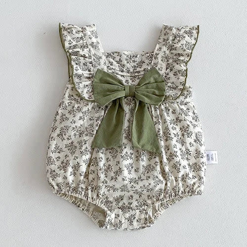 Gardenia Floral Baby Onesie with Bow – Peachy Bloomers